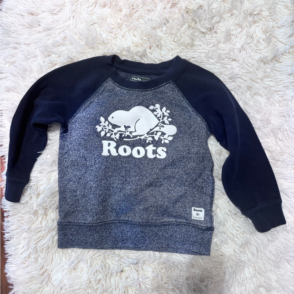 Roots Kids Sweatshirt in Navy and Heather Gray